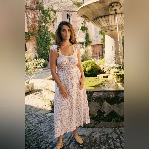 Christy Dawn Pink Floral Cotton Midi Dress - Picture 2 of 6